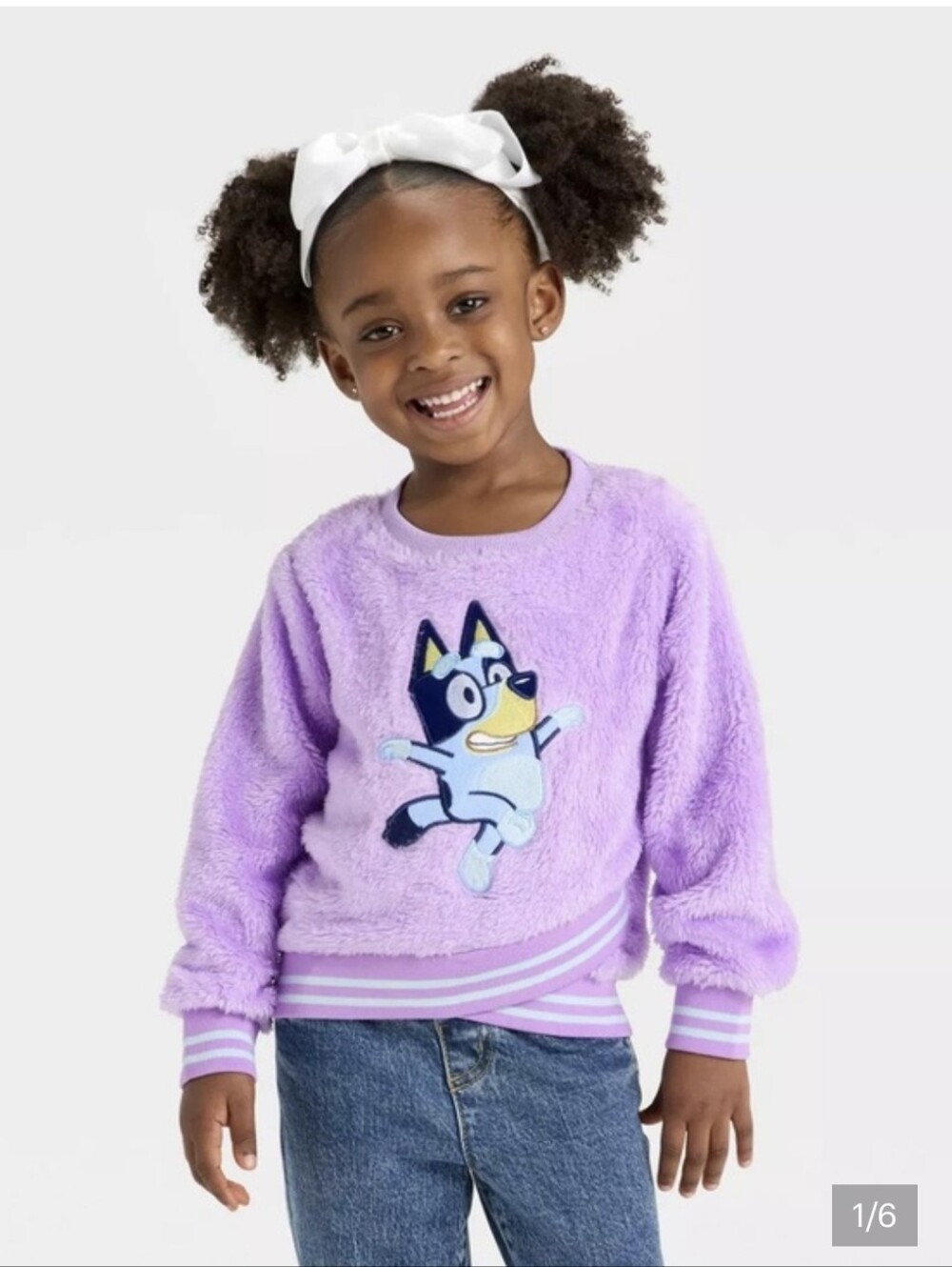 Kids Lavender Plush Character Sweatshirt - Purple